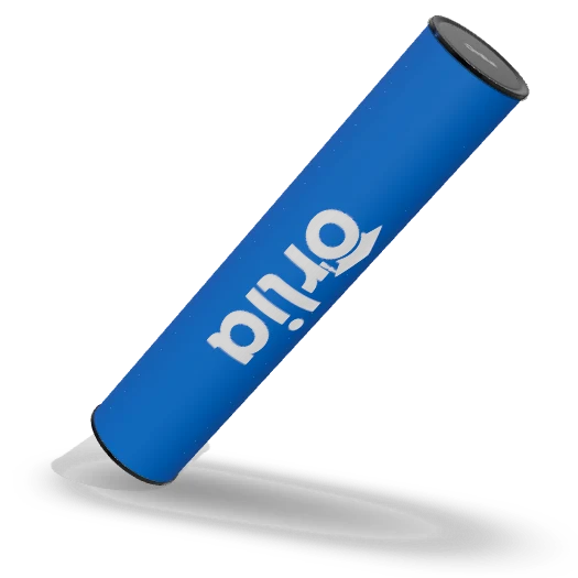 El tubo de Orlia, cerrado, con su logotipo